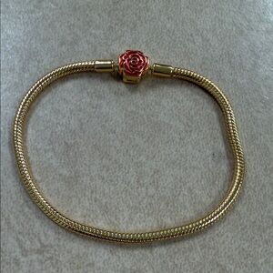 Pandora 8 inch layered Bracelet Red Rose new no box